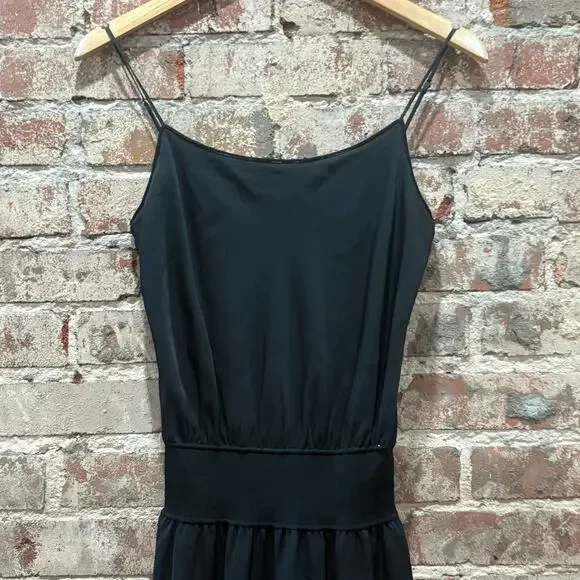 THEORY Silk Rib-knit Waist Midi-dress In Black Size Small - Picture 5 of 10